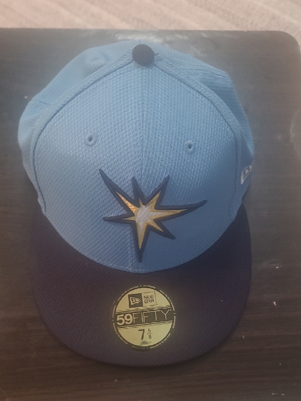 Tampa Bay Devil Rays New Era Light Blue and Navy 59FIFTY Star Logo Fitted Hat - Picture 4 of 4